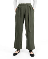 Military Green Inverted Double Pleat Trouser