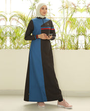 Black And Blue Active Round Collar Jilbab