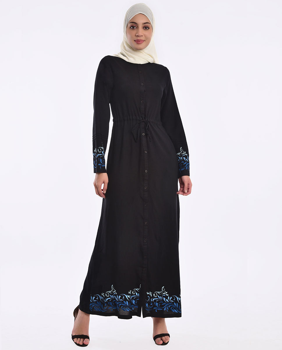 Embroidered Midnight Black Abaya