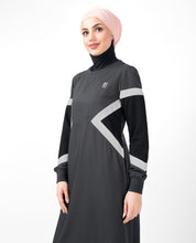 Grey Contrast Arrow Panel Jilbab