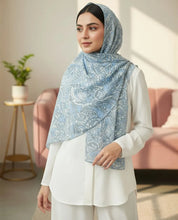 Powder Blue Paisley – Printed Georgette Hijab