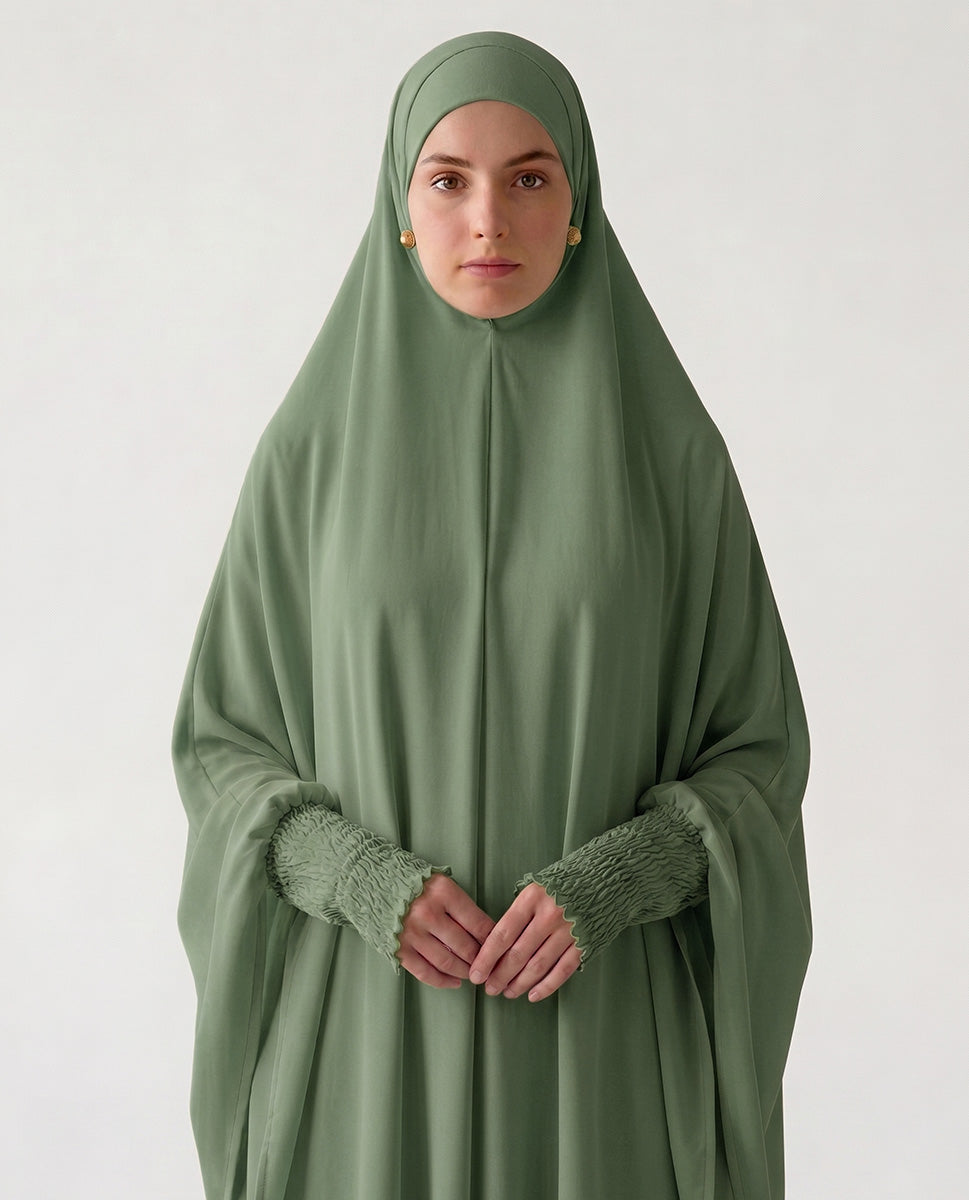Pastel Green Premium Nylon Lycra Prayer Khimar