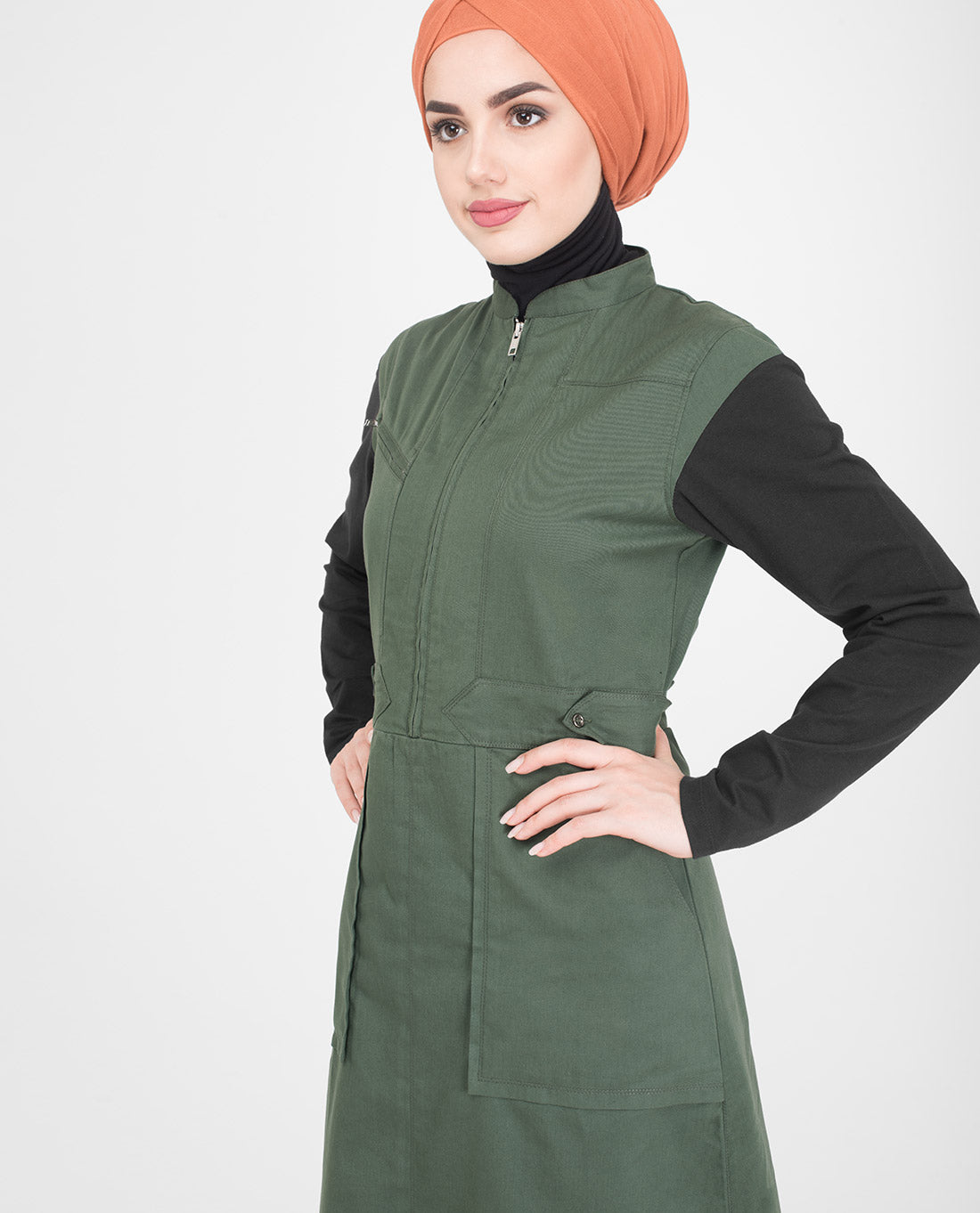 Green & Black Utility Jilbab