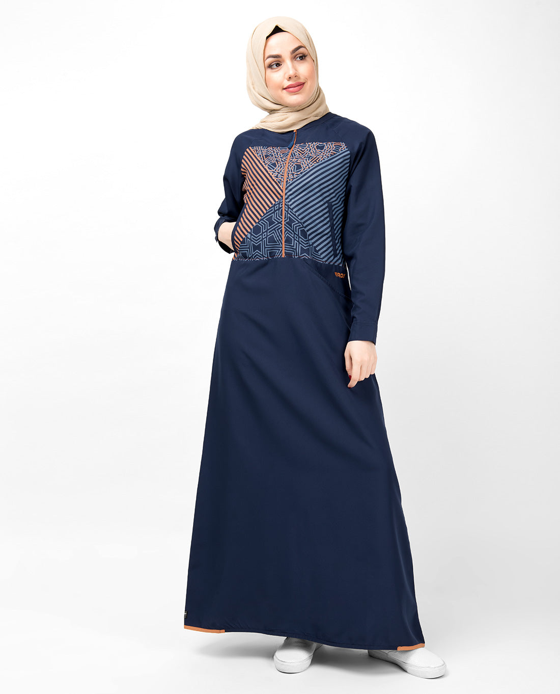 Insignia Blue Geometric Print Jilbab