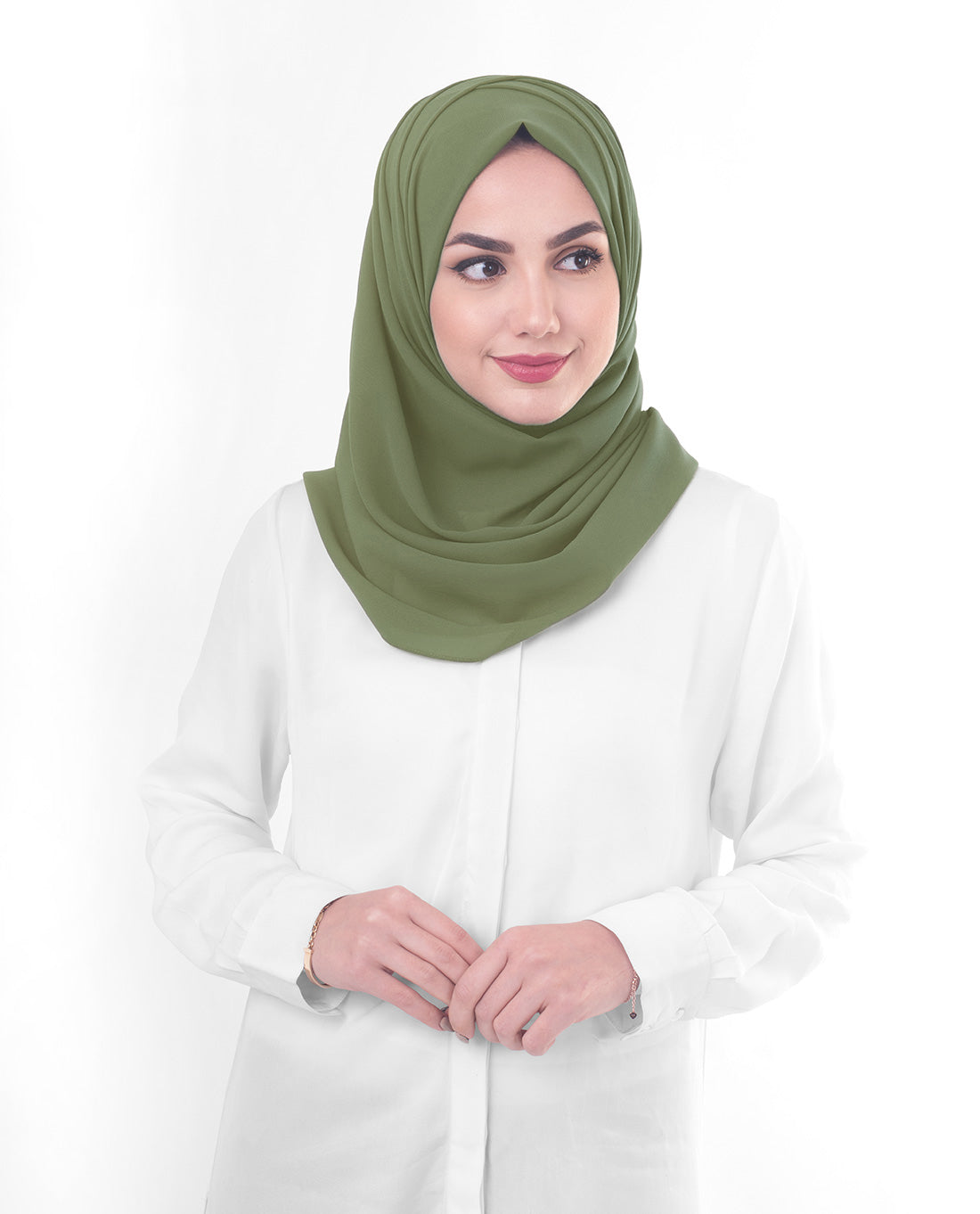 Olive Drab Green Poly Georgette Scarf