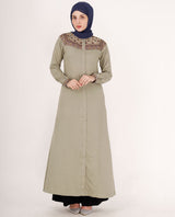 Mint Green Embroidered Abaya