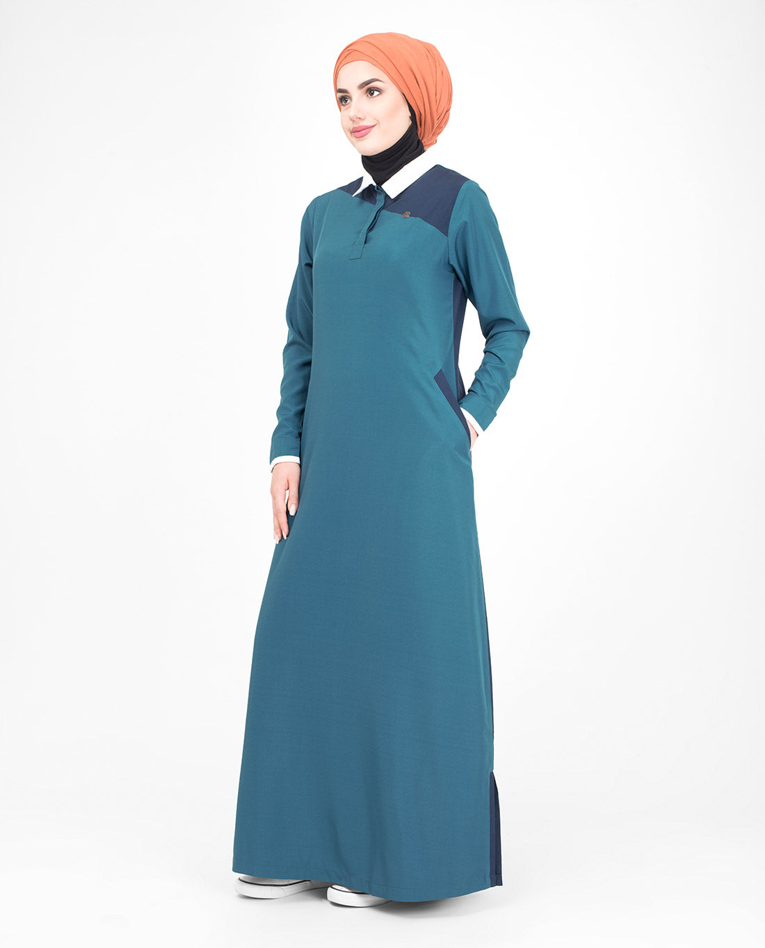 Asymmetric Colour Block Jilbab