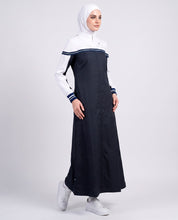 Classic Contrast Jilbab - Navy & White