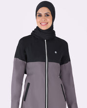 Black And Grey Full Front Zipper Jilbab