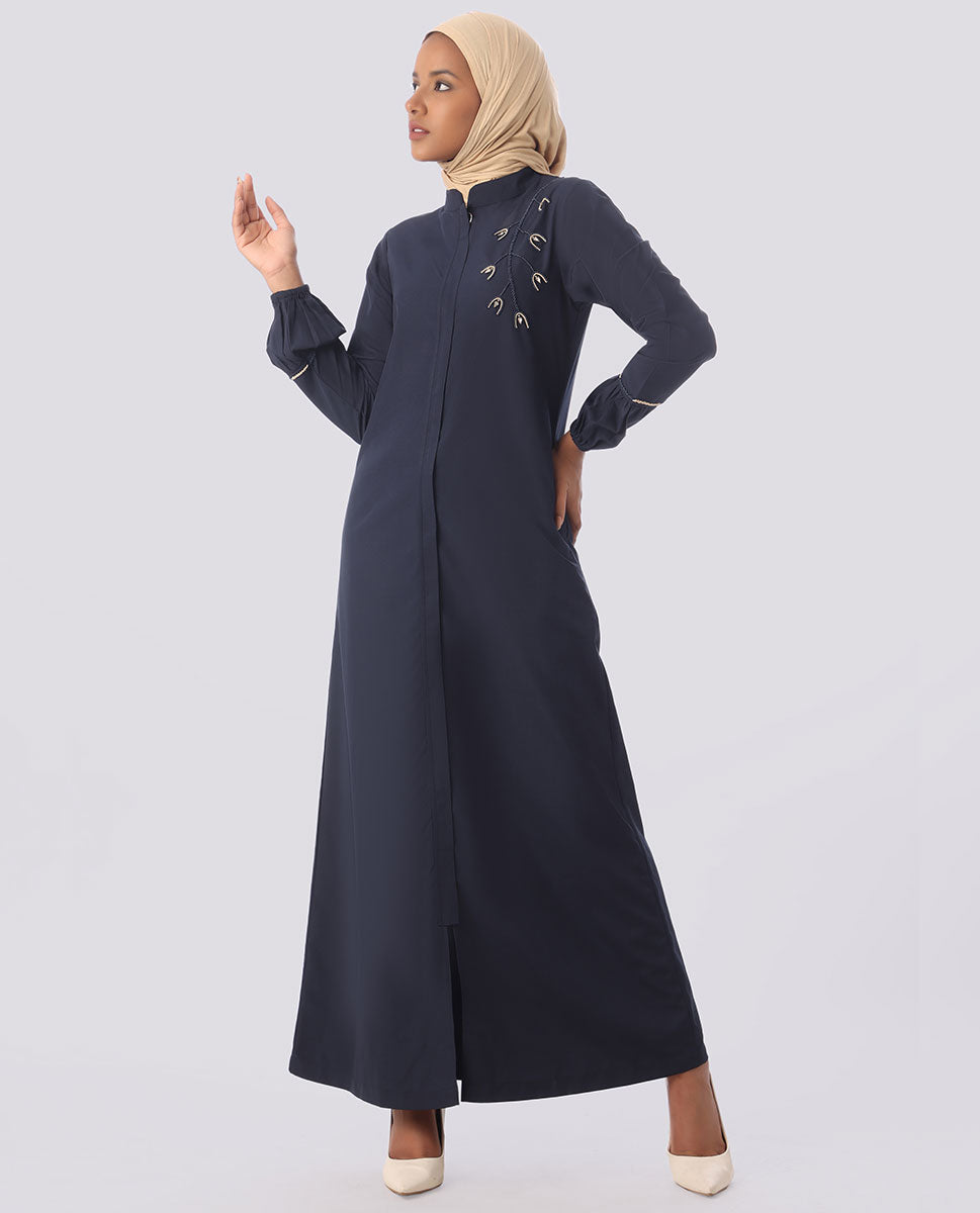 Navy Peony Exquisite Embellishment Jilbab