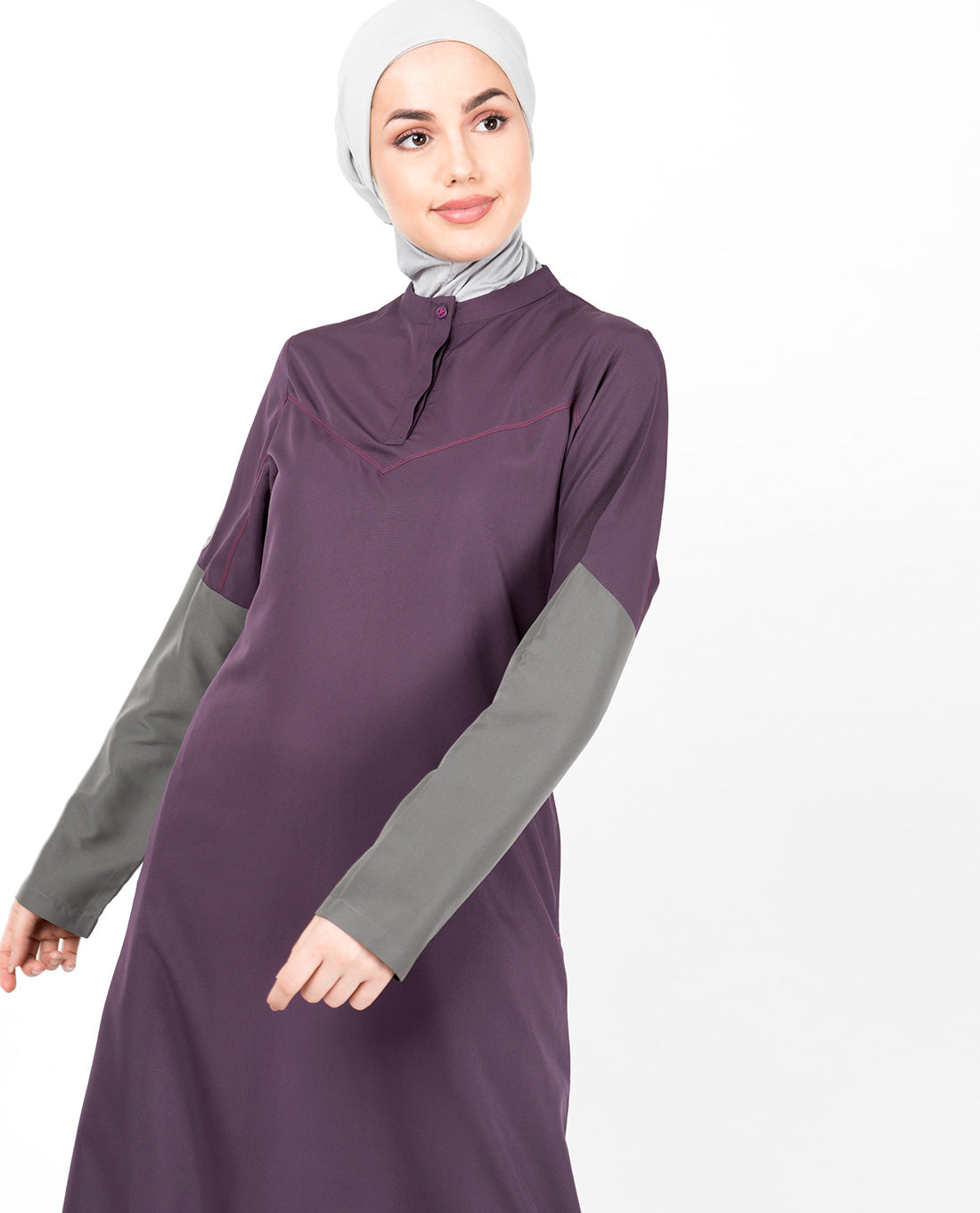 Purple Contrast Sleeve Jilbab