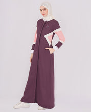 Purple Winter Contrast Full Front Open Jilbab