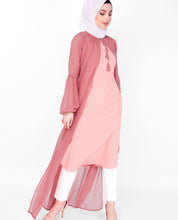 Pink Gathered Neck Sheer Outerwear