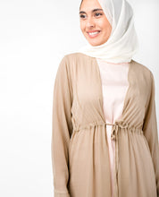 Beige Waist Tie Up Outerwear