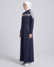 Navy Grey Sporty Contrast Jilbab