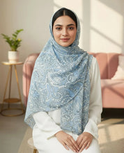 Powder Blue Paisley – Printed Georgette Hijab