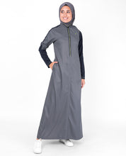 Grey and Navy Raised Neck Zipper Jilbab