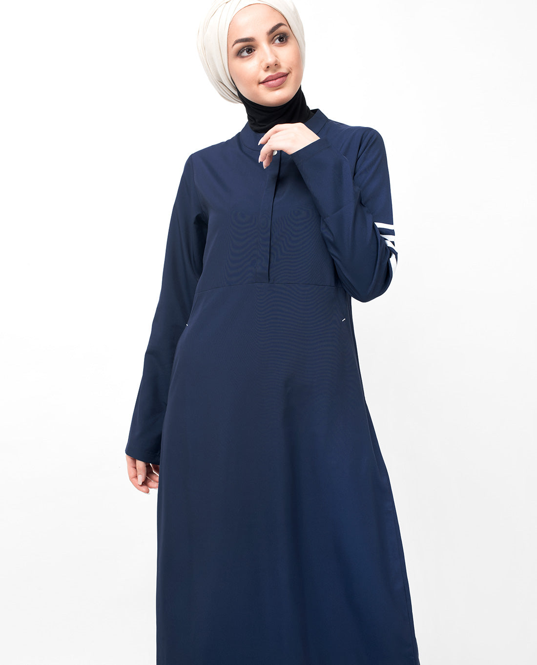 Navy Route Striper Abaya