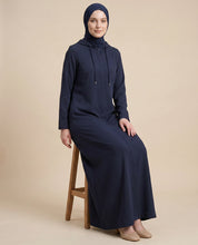 Navy Blue Sporty Hooded Abaya