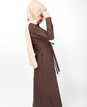 Full Front Open Shirt Collar Mustang Brown Abaya