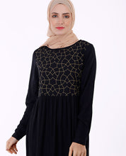 Black With Gold Embroidery Abaya