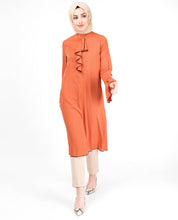 Arabesque Orange Ruffled Midi Dress