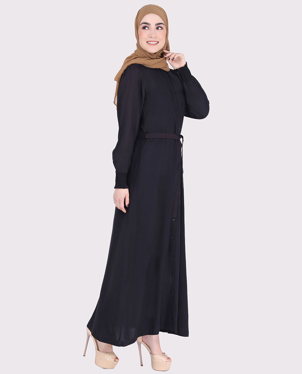 Smart Look Black Belted Jilbab