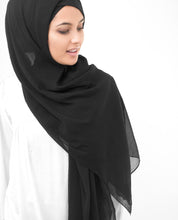 Jet Black Poly Chiffon Scarf