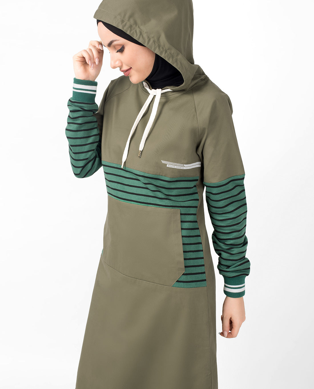 Khaki Casual Hooded Jilbab