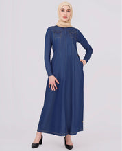 Full Front Open Mock Flaps Denim Jilbab