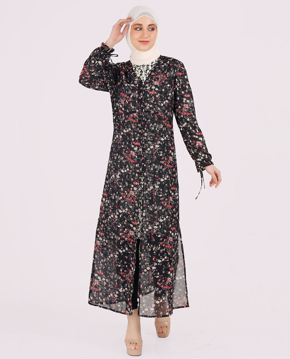 Round Collar Floral Summer Outerwear