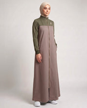 Camel & Green Color Block Winter Jilbab