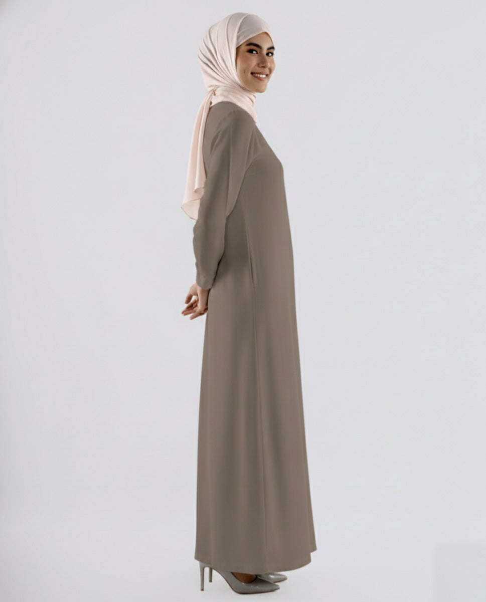 Rayon Full Sleeve Slip Dress - Steeple Grey