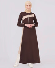 Round Neck Color Contrast Brown Jilbab