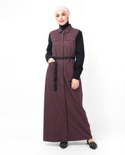 Plum Contrast Sleeve Winter Jilbab