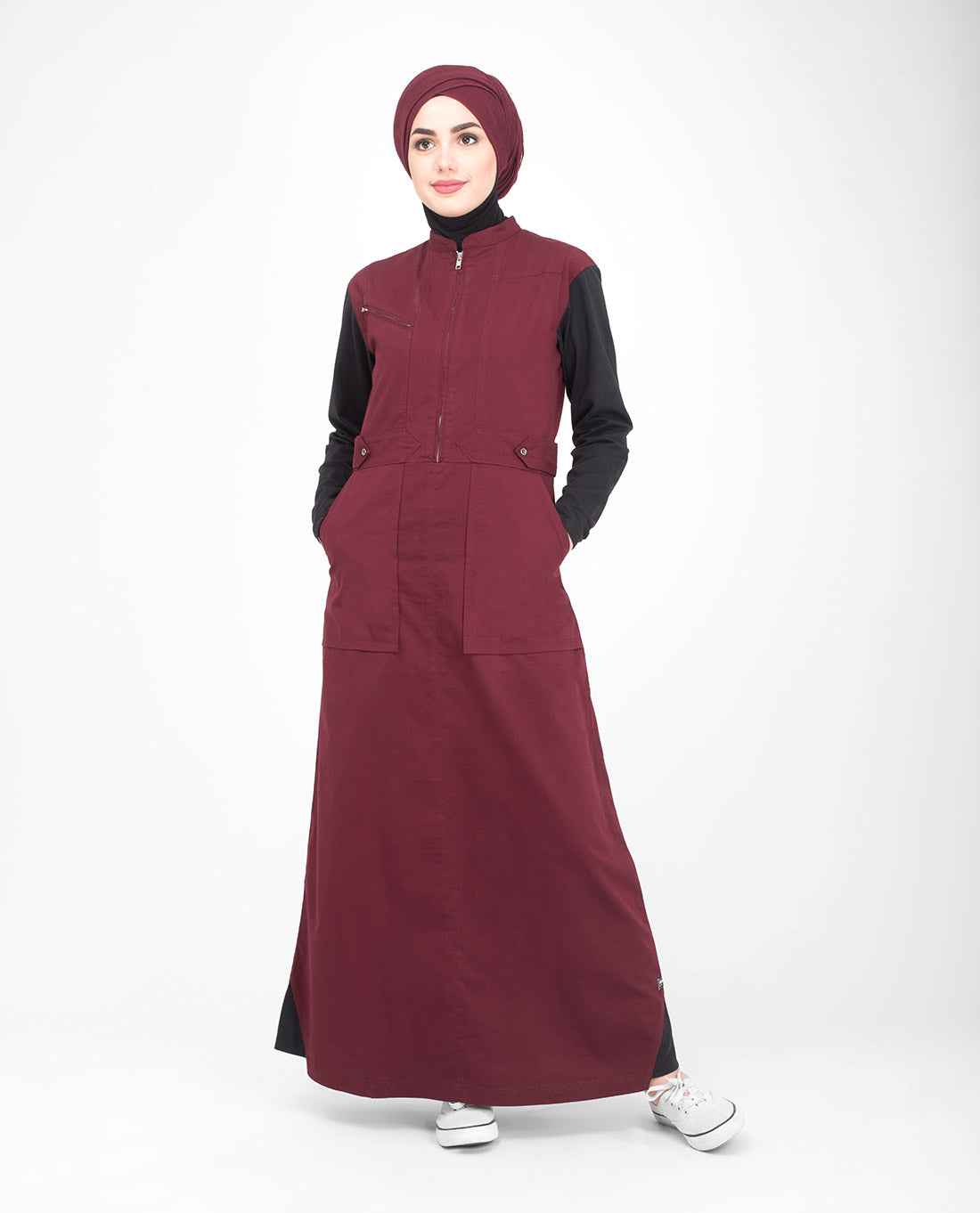 Red & Black Utility Jilbab