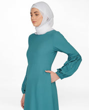 Pearl Embellished Brittany Blue Puffed Sleeve Abaya