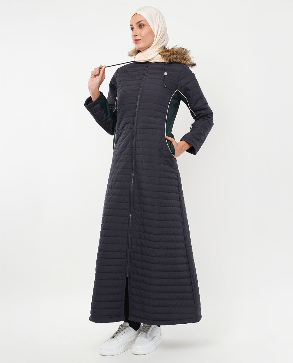 Luxe Fur Hooded Quilted Jilbab
