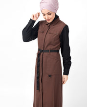 Brown Contrast Sleeve Jilbab