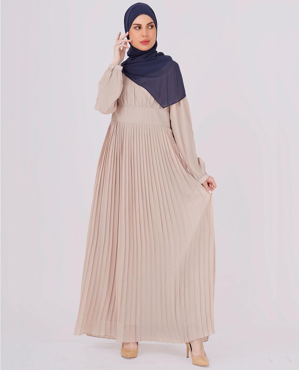 Dusty Peach Pleated Abaya