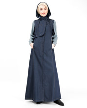 Detachable Hoodie Deep Denim Abaya