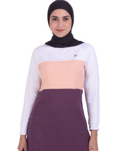 Plum Twill & Jersey Colour Block Top