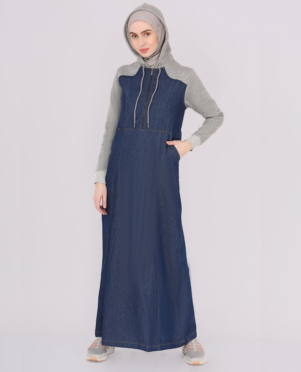 Denim & Grey Hoody Jilbab