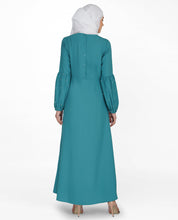 Pearl Embellished Brittany Blue Puffed Sleeve Abaya