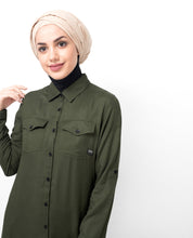 Olive Pleated Tier Abaya