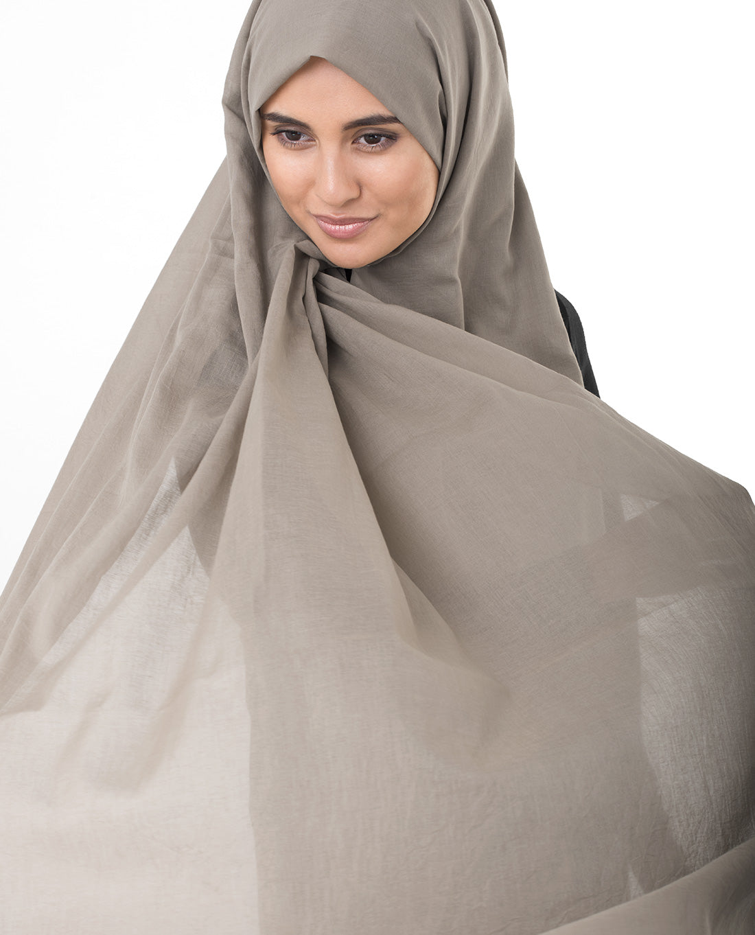 Almondine Beige Cotton Voile Scarf