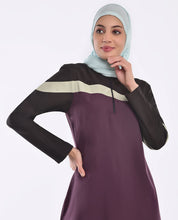 Plum And Black Diagonal Contrast Jilbab