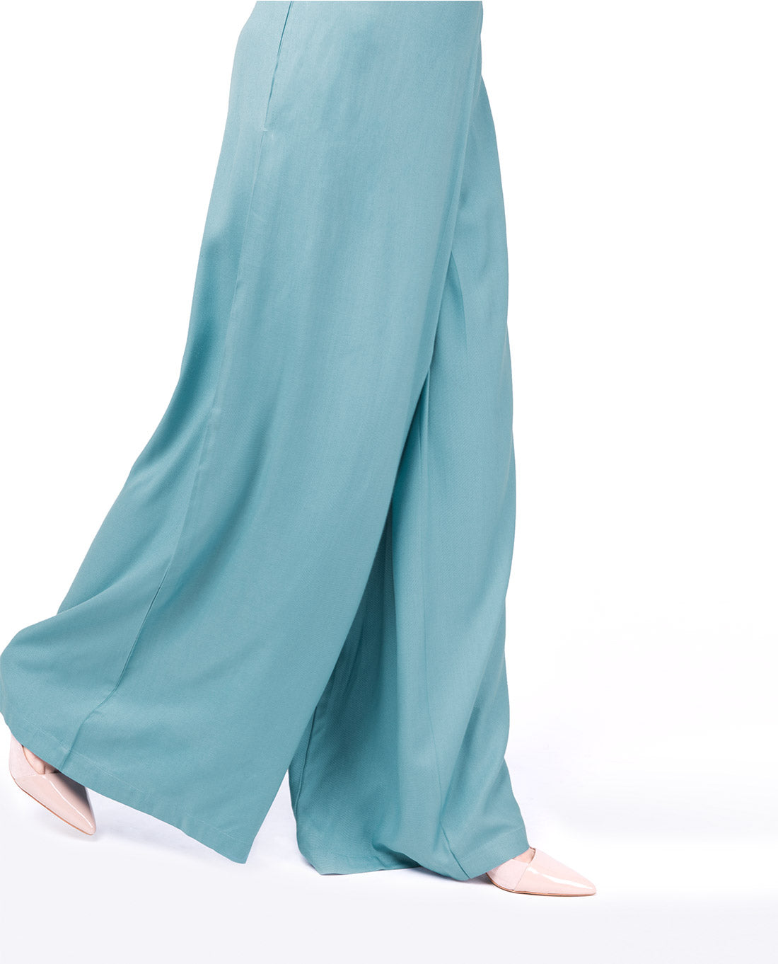 Overlap Wide Leg Smoke Blue Trouser