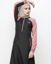 Charcoal Grey & Pink Zipper Jilbab