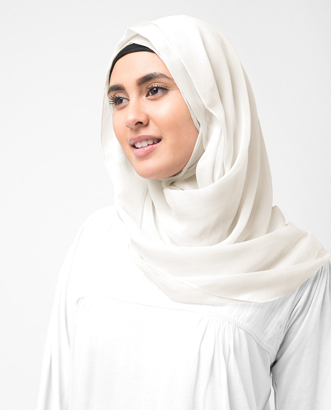 Bright White Poly Chiffon Scarf